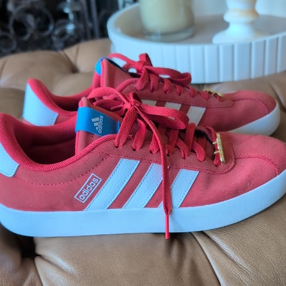 adidas Red and White VL Court 3.0 Sneakers - Picture 6 of 7